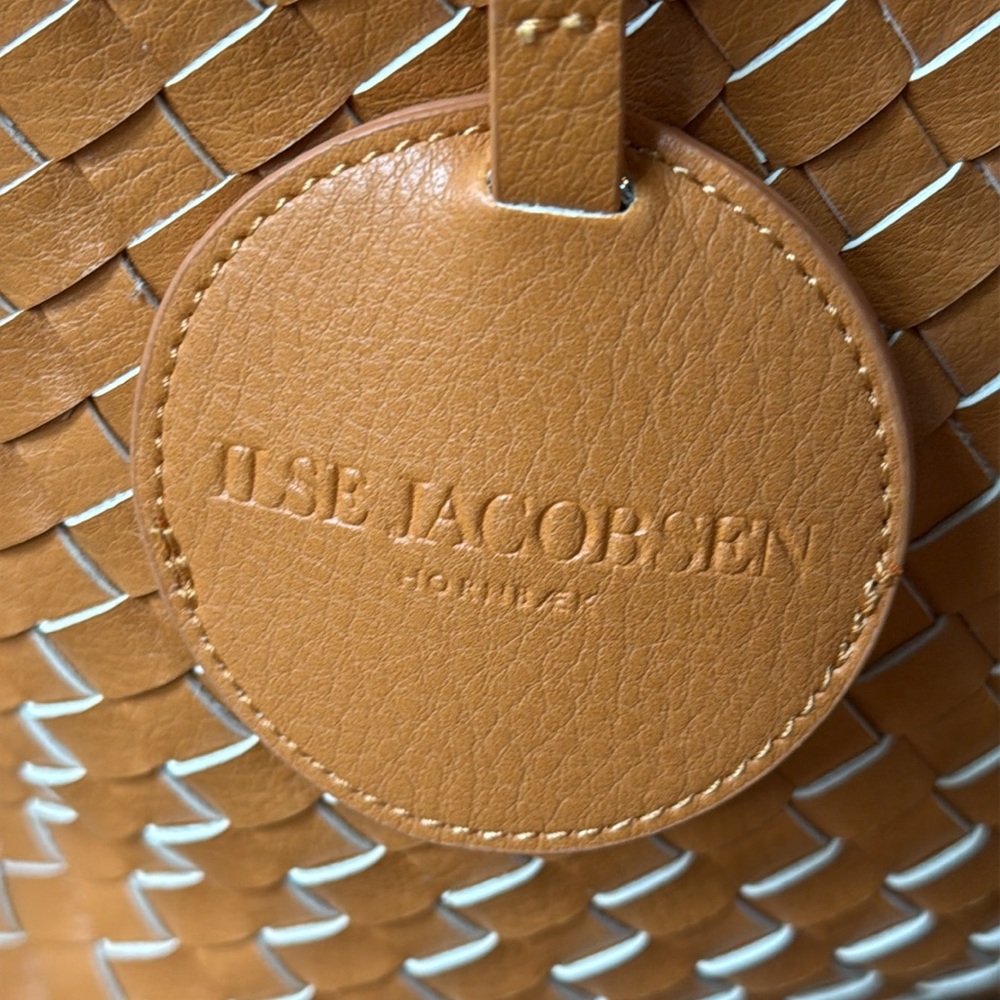 Ilse Jacobsen Orange Woven Faux Leather Mini Tote w/ Crossbody Strap - Picture 2 of 9